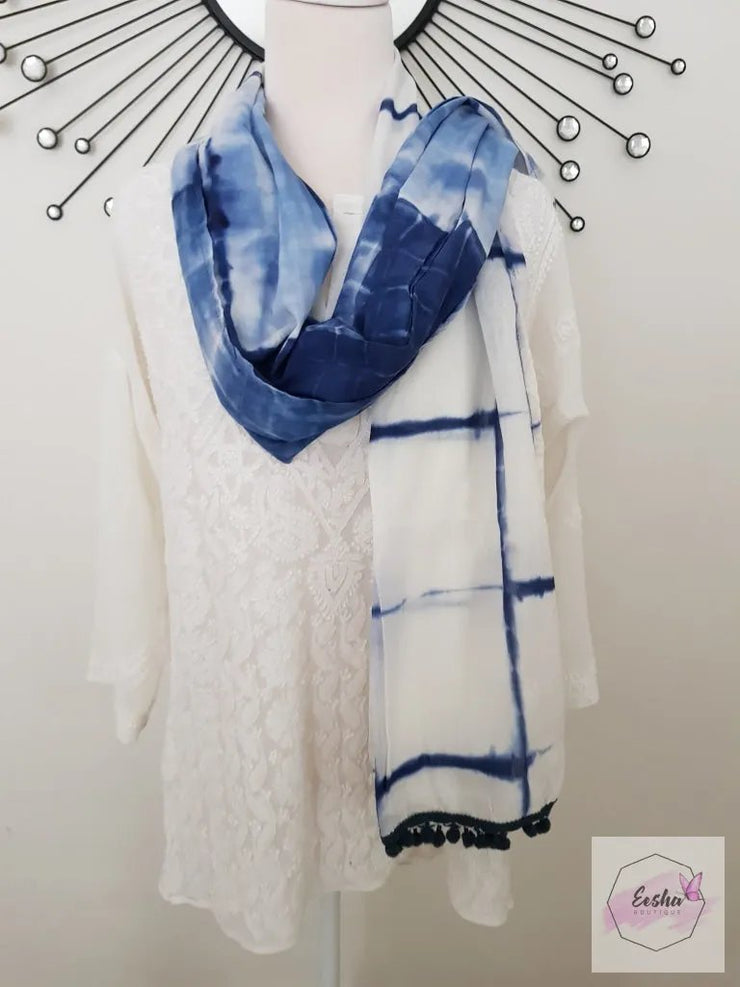 Shibori Tye Dye Indian Organic Cotton Voile Stole