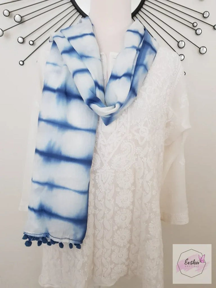 Shibori Tye Dye Indian Organic Cotton Voile Stole