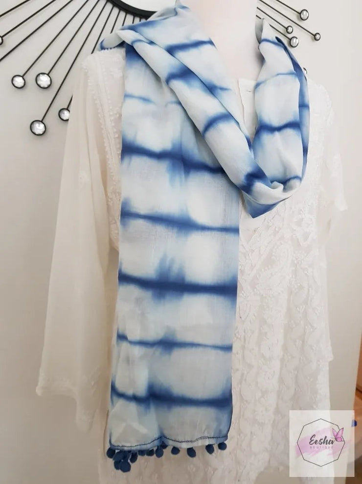 Shibori Tye Dye Indian Organic Cotton Voile Stole