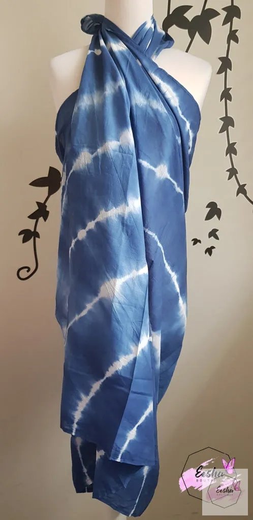 Shibori Tye Dye Sarong Indian Cotton Pareo Blue Stole