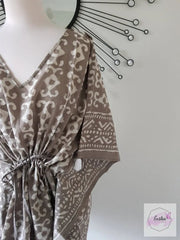 Short Kaftan - Dabbu Print With Tussles