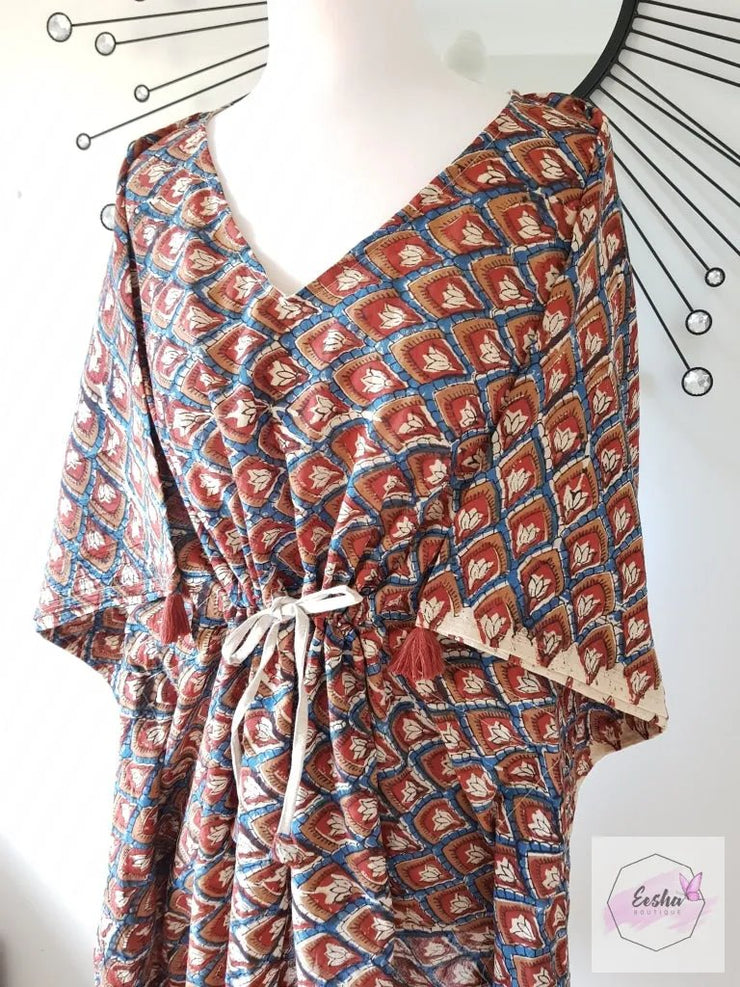 Short Kaftan - Kalamkari Print With Tussles