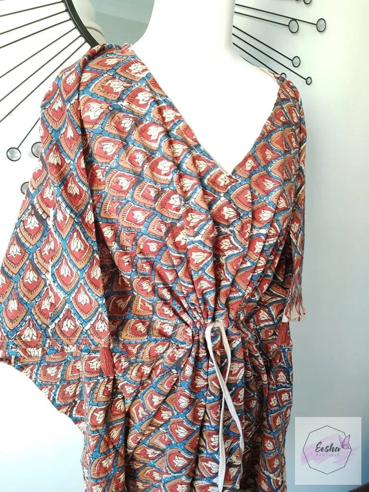 Short Kaftan - Kalamkari Print With Tussles