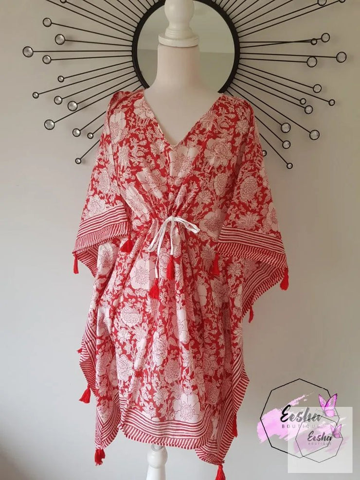 Short Kaftan - Red With Tussles