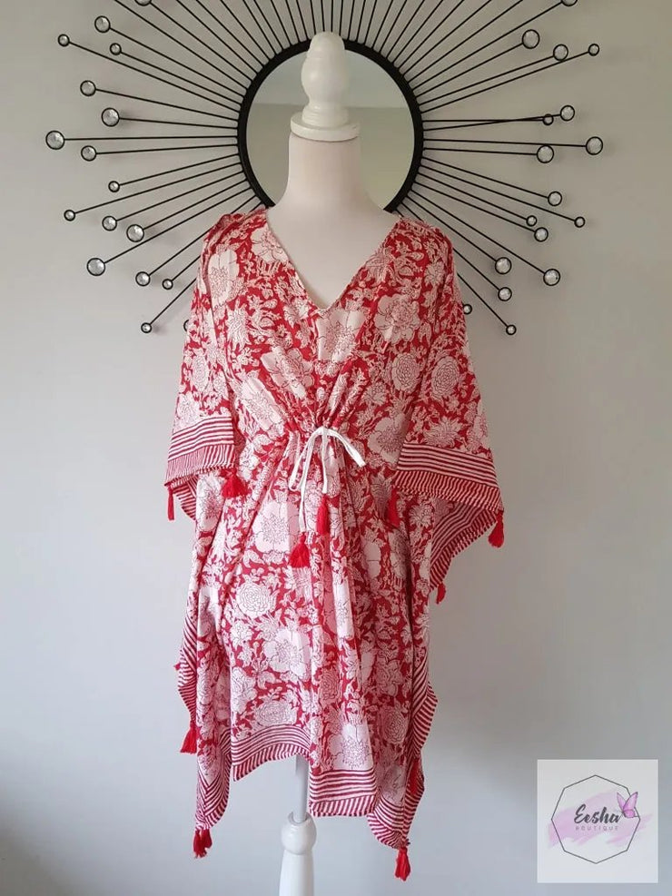 Short Kaftan - Red With Tussles