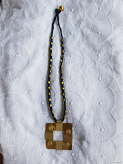 Square Brass Pendant Necklace