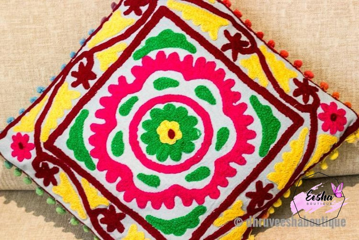 Suzani Bright Embroideried Pillow Cover