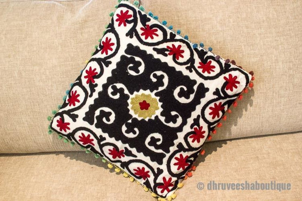 Suzani Floral Embroideried Pillow Cover