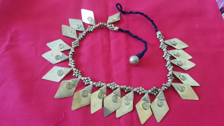 Tribal Leaf Brass Pendant Necklace