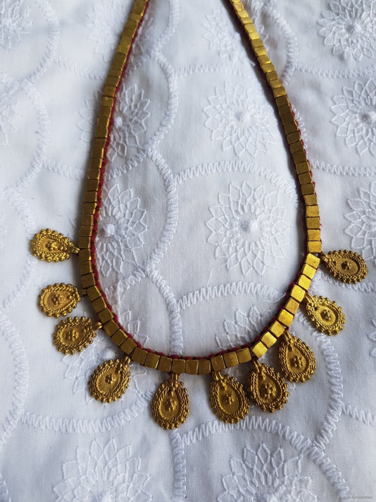Tribal Petal Brass Pendant Necklace