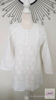 White Hand Embroidered Short Tunic