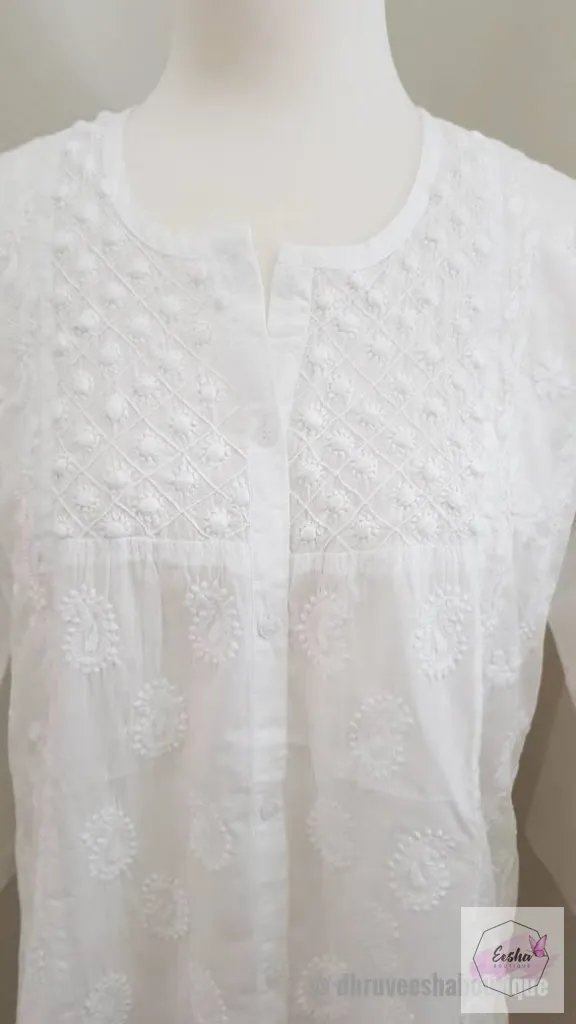 White Hand Embroidered Short Tunic