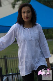 White Tunic - Hand Embroidered Short