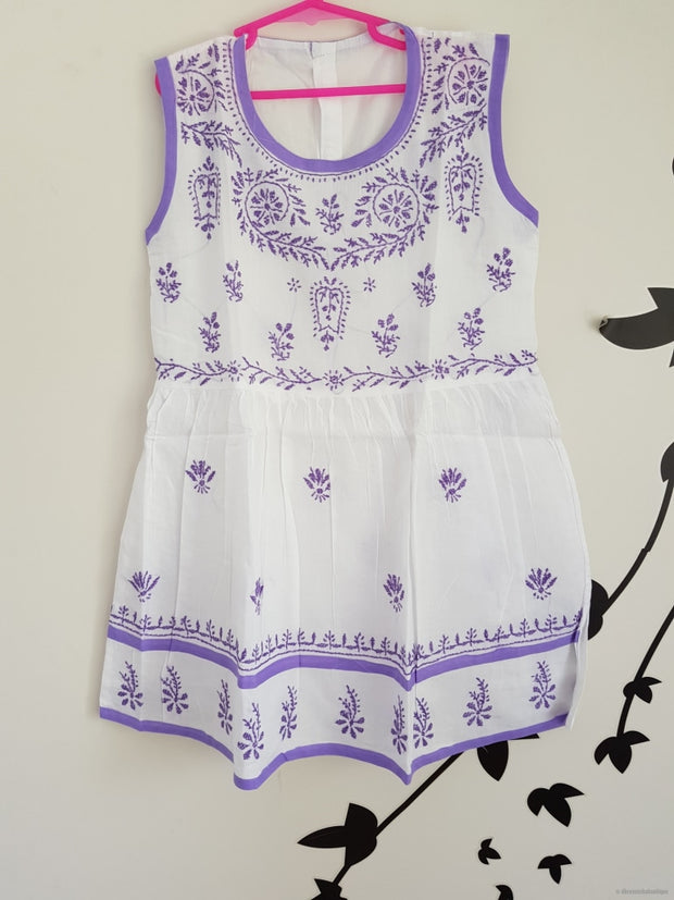 Young Girl Frock Dress-Purple Thread Embroidery Girls