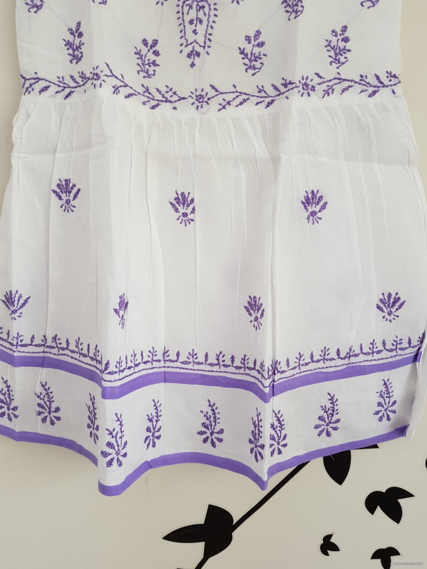 Young Girl Frock Dress-Purple Thread Embroidery Girls